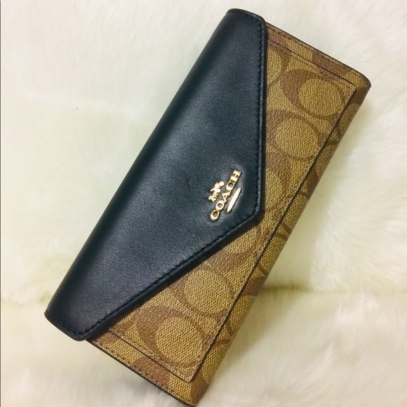 Coach Slim Envelope Black Wallet Signature Canvas - Picture 6 of 11